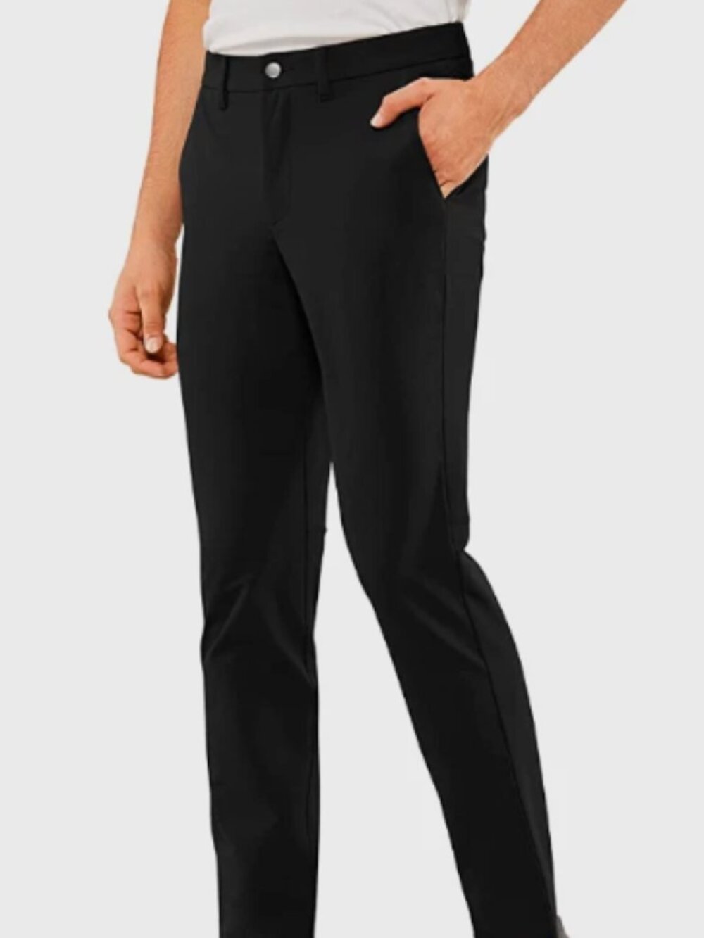 CRZ YOGA Men's Black Casual Pants Slim Fit Stretch Waterproof-Pockets 33x35